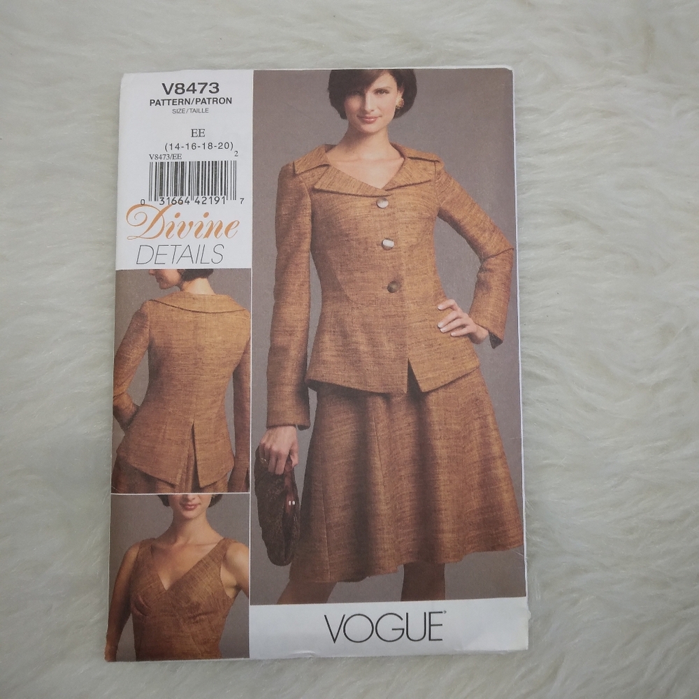 VOGUE V8473 Sz 14-20 Misses Devine Details Lined Jacket And Lined Dress